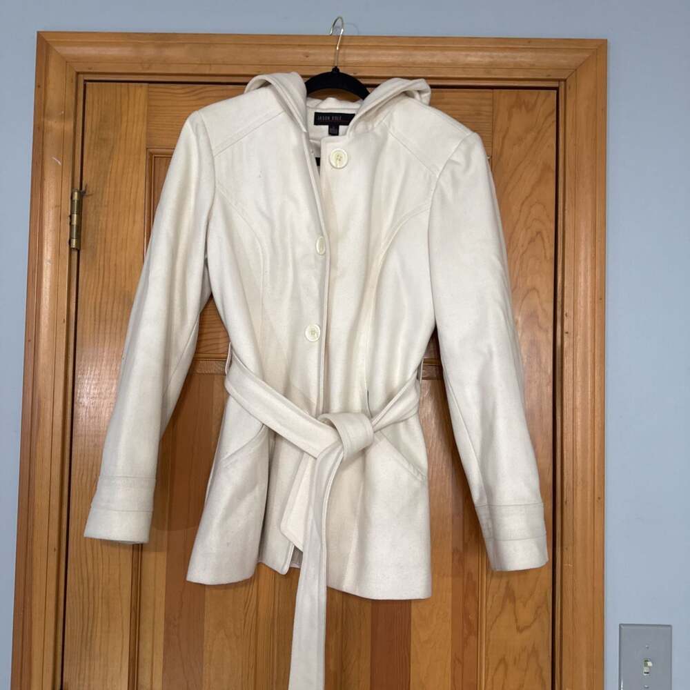 Jason Kole‎ Hooded Wool Blend Double Breasted Peacoat